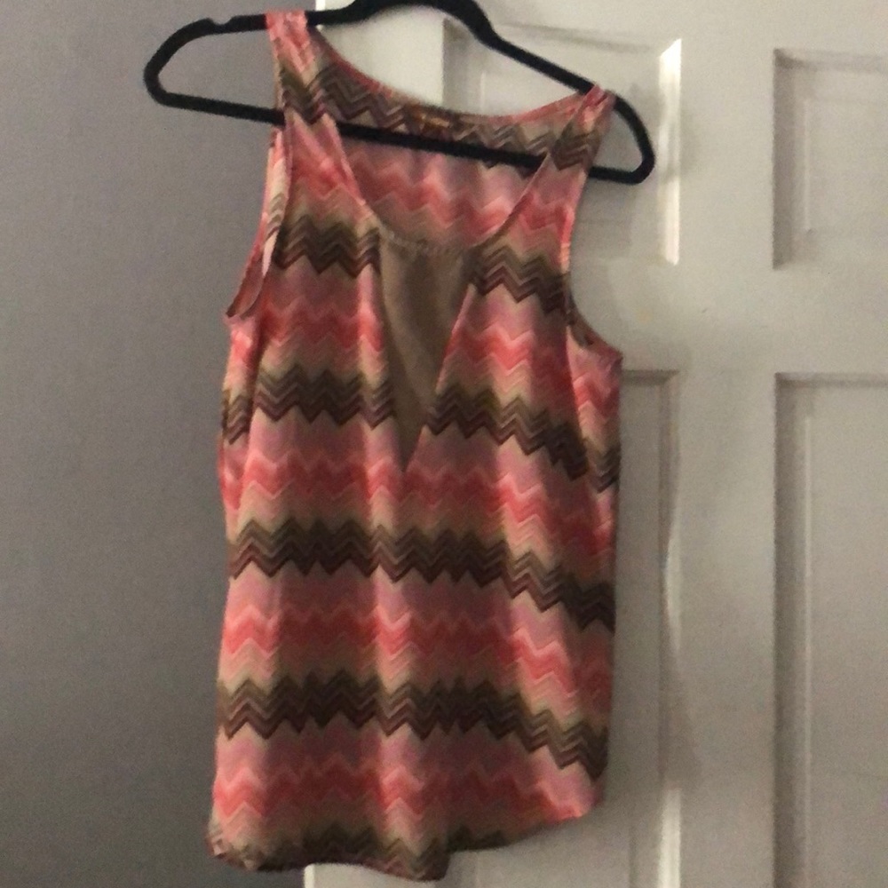 Tank top- feels like silk with suede patch